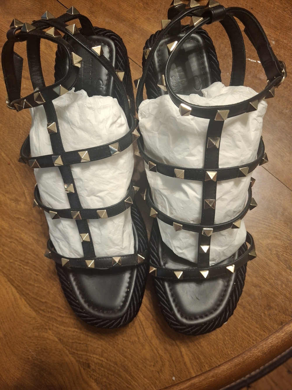 Valentino Rockstud Wegde Sandal Sz 9 Eur 40 - Picture 4 of 6